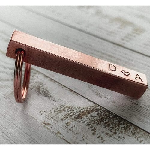 Copper Bar Keyring Personalised Hand Made Hand Stamped Gift Superb Copper Gifts For Her That Will Instantly Make Her Smile