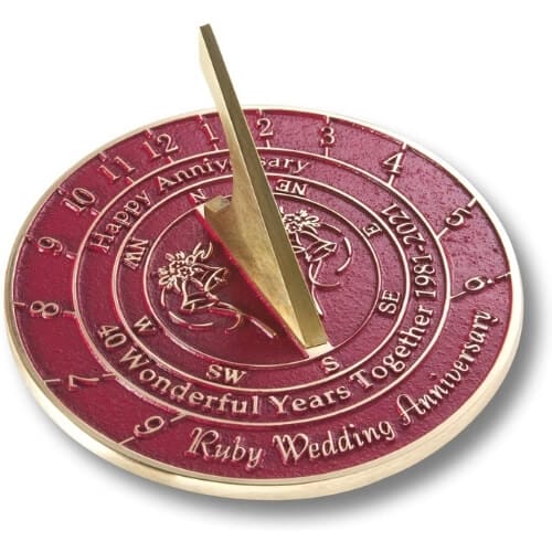 The Metal Foundry 40th Ruby 2021 Wedding Anniversary Sundial Gift Awesome Ruby Wedding Gift Ideas For Him, Her & Them