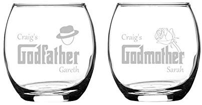 Personalised Godfather Godmother Crystal Whisky Glasses