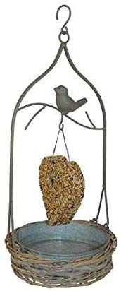 Wild Bird Seed Cake Feeder in Grey Wash Willow and Metal