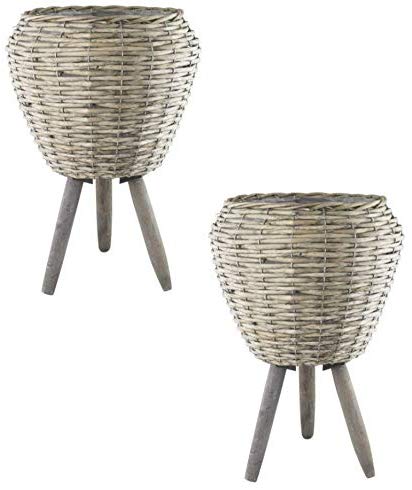 Muddy Hands Willow Plant Pot with Legs Drum Planter Stand