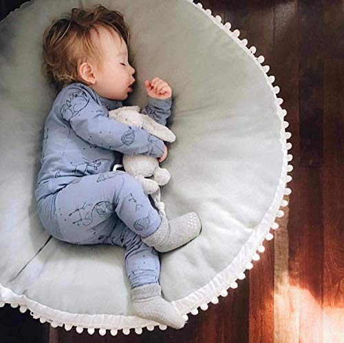 Nursery Baby Cushion Round Mat with Pom Pom Ball