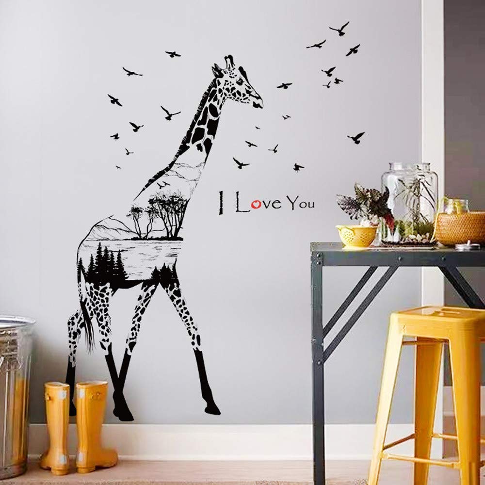 Gaddrt Wall Sticker Silhouette Giraffe Art Room Haunted Decal Decor