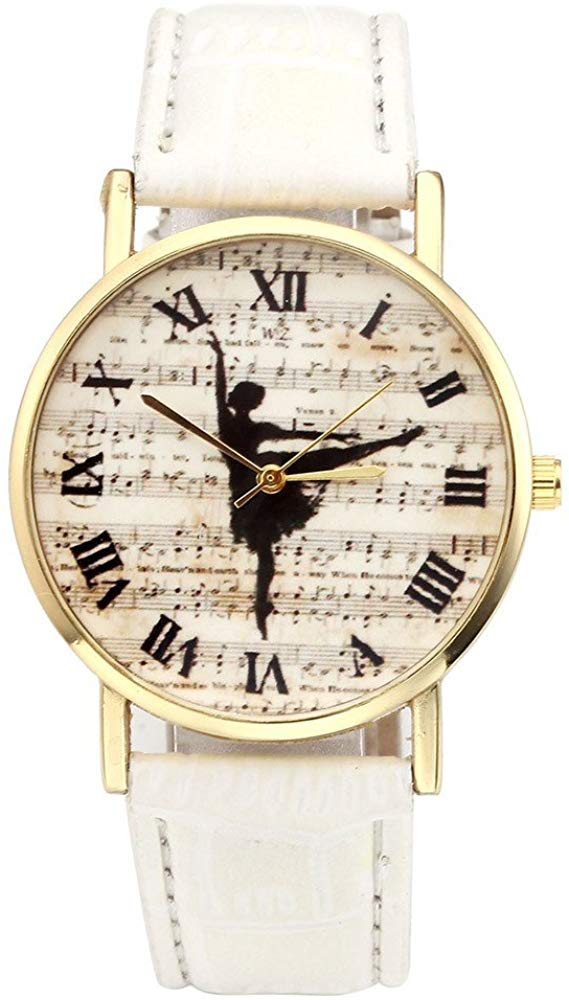 Golden Case Fraux Leather Band Quartz Wrist Watch