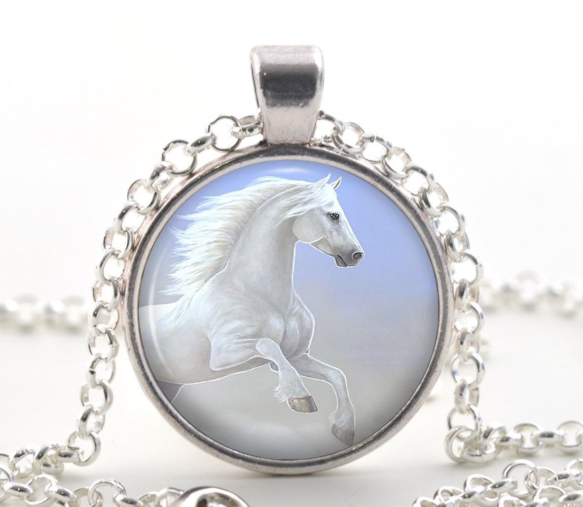 White Horse Necklace Pendant