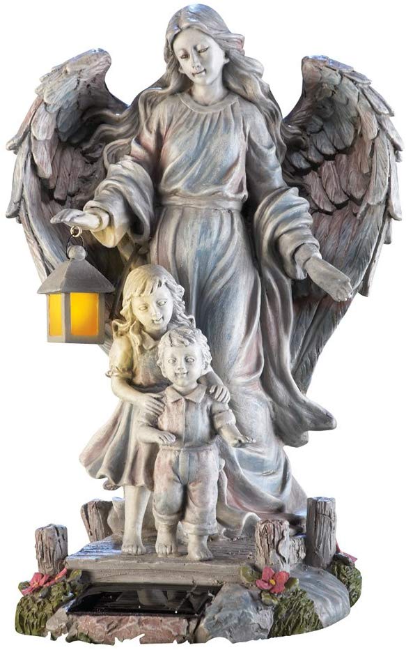 Solar Guardian Angel & Children Garden Statue