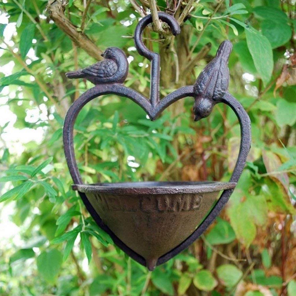 Cast Iron Hanging Heart Bird Feeder for the Garden