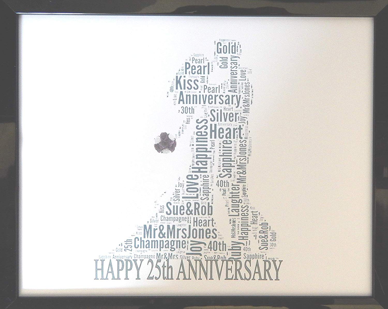 New Personalised Anniversary Word Art - 25th anniversary gifts for couples