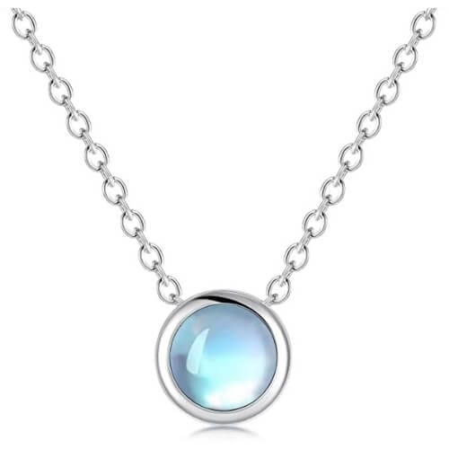 Moonstone Necklace for Women 925 Sterling Silver Rainbow Amazing 13th-Anniversary Gift Ideas