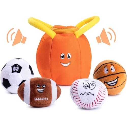 Plush Creations Sports Plush Bag with 4 Talking Soft Plush Balls Cutest And Unusual Baby Boy Gifts