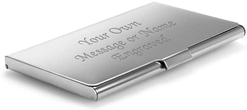 Personalised High Polished Chrome Business Card Holder in Presentation Box @ Engraved Gifts for men