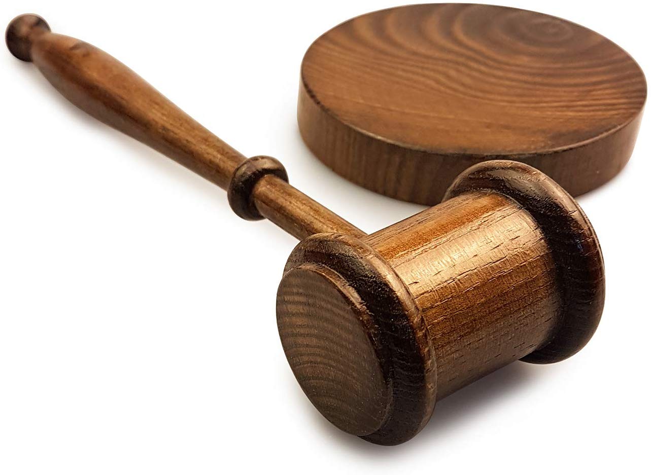 Handmade wooden judges gavel sound lawyers auction hammer