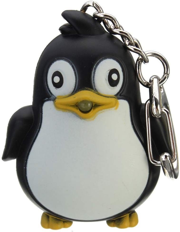 Cute Penguin Keyring Led Torch With Sound Keychain