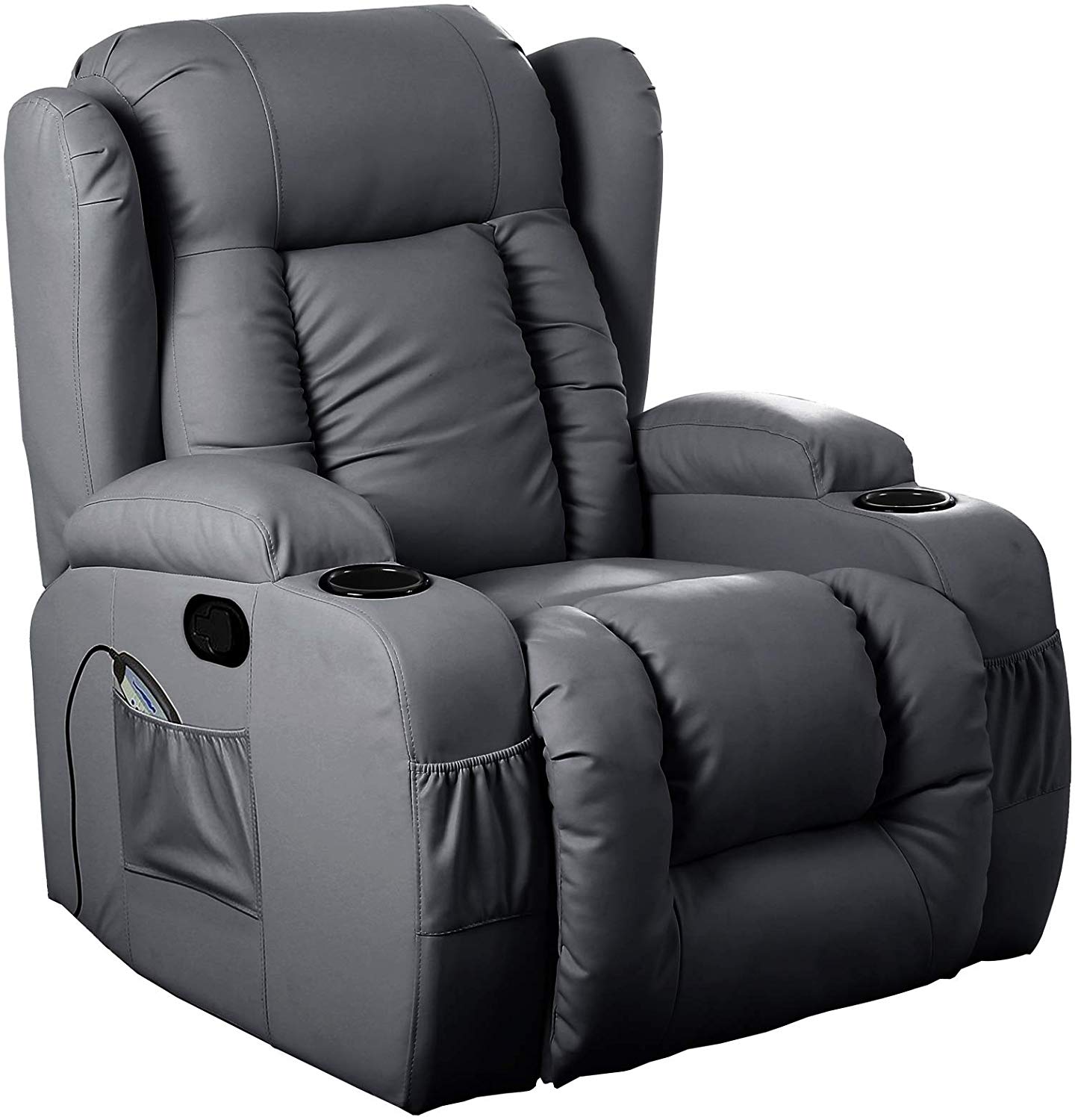 10 IN 1 WINGED LEATHER RECLINER CHAIR ROCKING MASSAGE SWIVEL HEATED GAMING ARMCHAIR