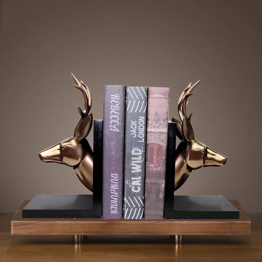 RJJ Resin Crafts Wholesale Novel Process Deer Cold Copper Bookend