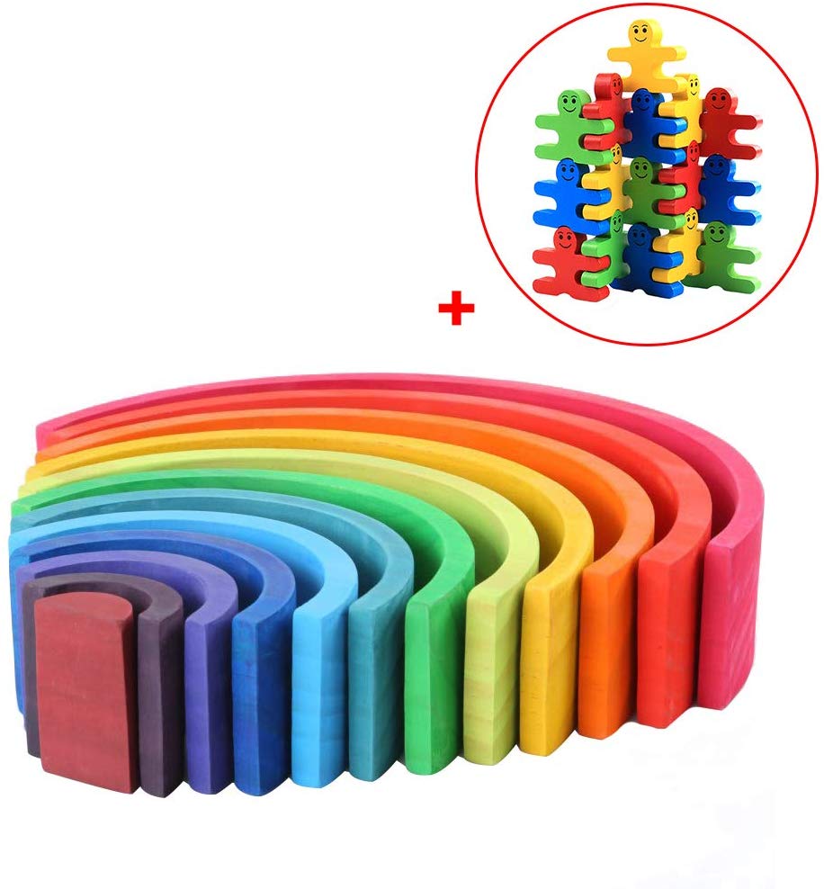 Grandnessry 12-Piece Wooden Rainbow