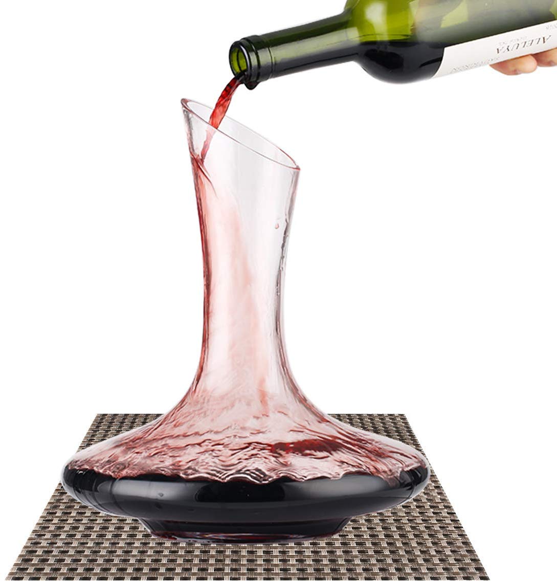 BOQO Wine Decanter, 100% Lead-Free Hand Blown Crystal Glass
