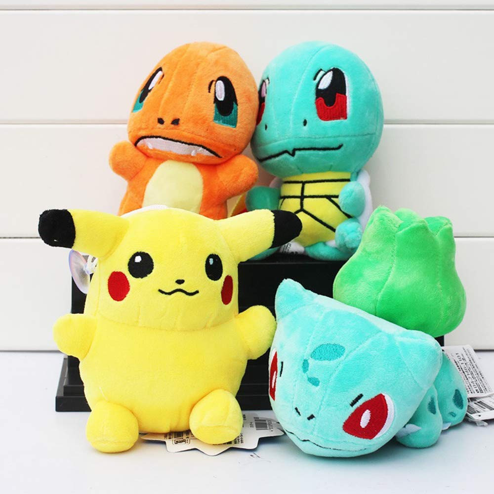 Set of 4 Plush Pikachu Charmander Bulbasaur Squirtle Pokemon Soft Toy