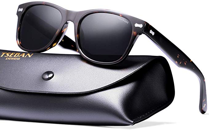 TSEBAN Vintage Mens Womens Sunglasses Polarised UV400 Protection Driving Glasses Acetate Frame