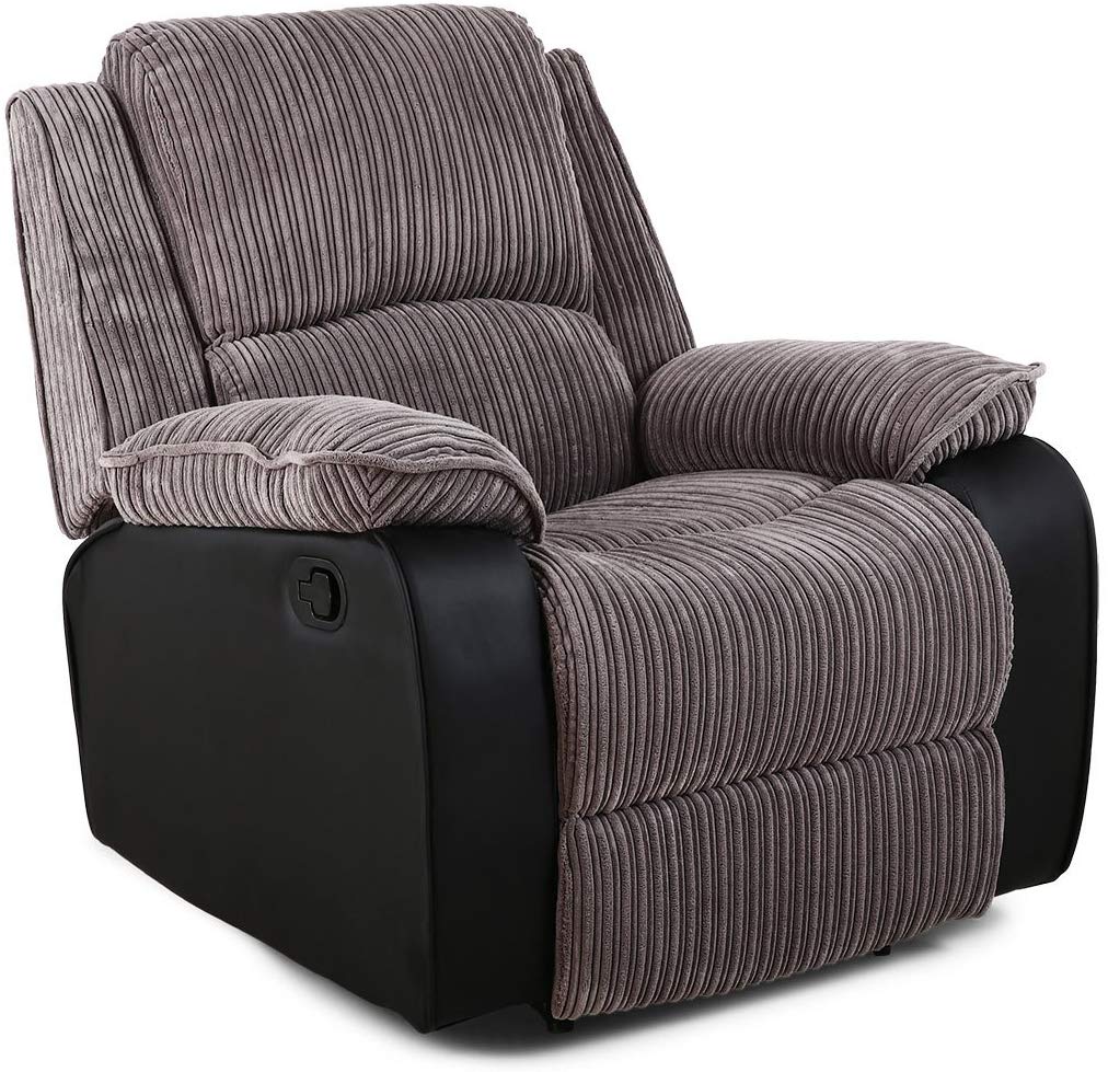 Jumbo Cord Fabric Recliner Armchair Sofa Lounge Home Reclining Chair