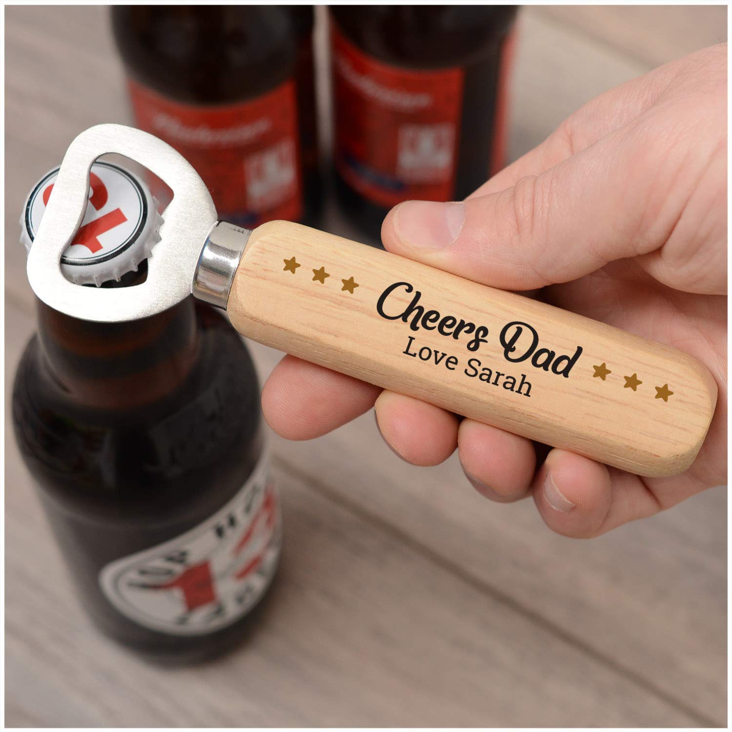 PERSONALISED Wooden Bottle Opener Gifts for Dad