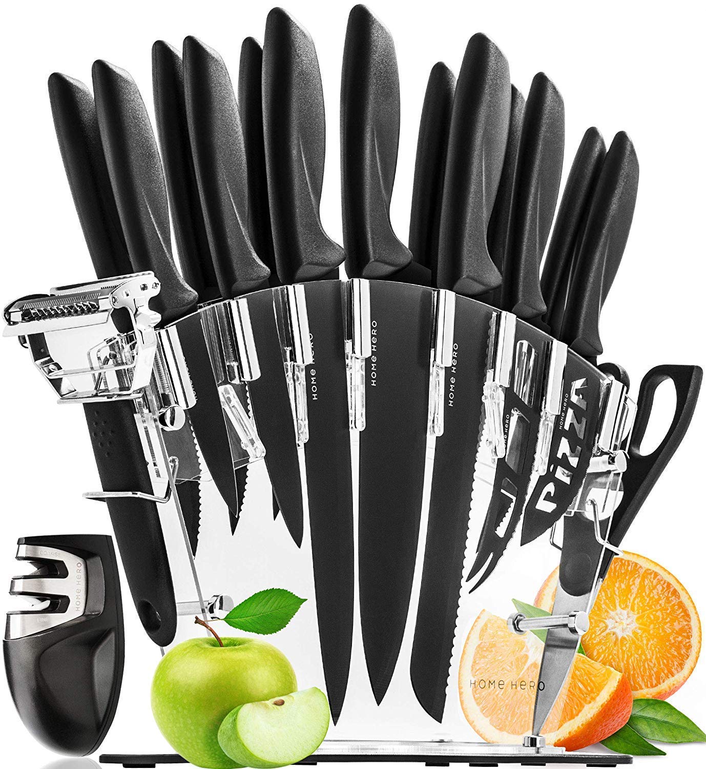 Kitchen Knife Set with Block - 13 Stainless Steel Kitchen Knives