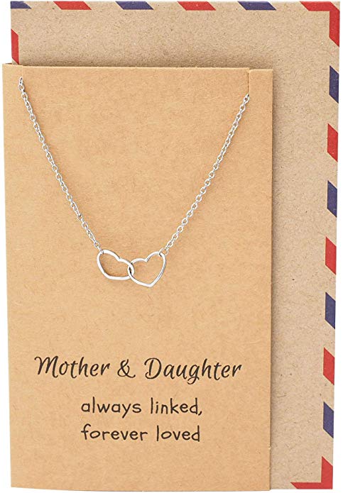 Quan Jewelry Mother Daughter Linked Hearts Necklace