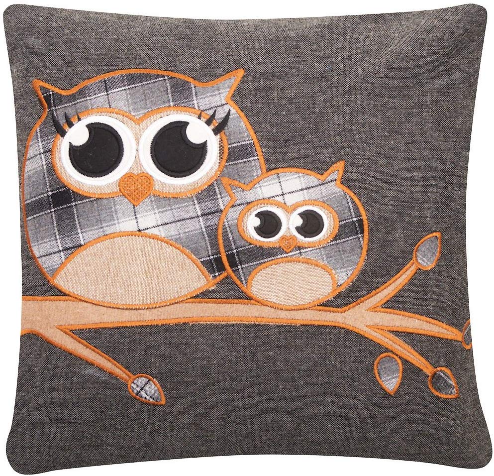 Tartan Cute Highland Owl Wool Blend Cushion Cover