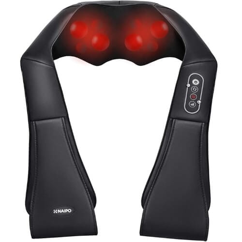 Naipo Neck Shoulder Massager Shiatsu Electric Back Massagers with Heat and Deep Tissue 3D Kneading Massage for Muscle Pain Relief Relax, Office Home Car Use Christmas Presents for Parents