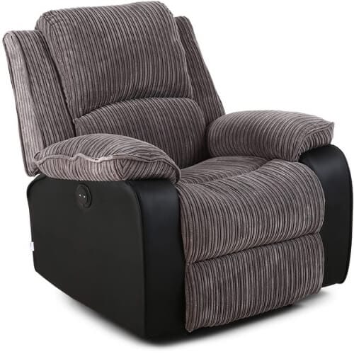 POSTANA Jumbo Cord Fabric Power Recliner Armchair Electric Sofa Reclining Chair (Grey) Christmas Presents for Parents