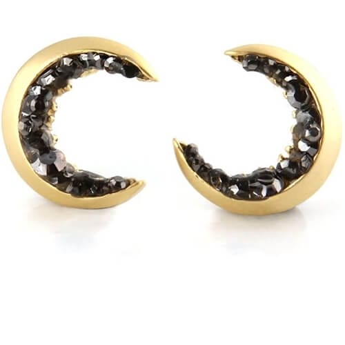Laonato Crescent Moon and Black CZ Earrings Gifts To Give Your Best Friend For Her Birthday