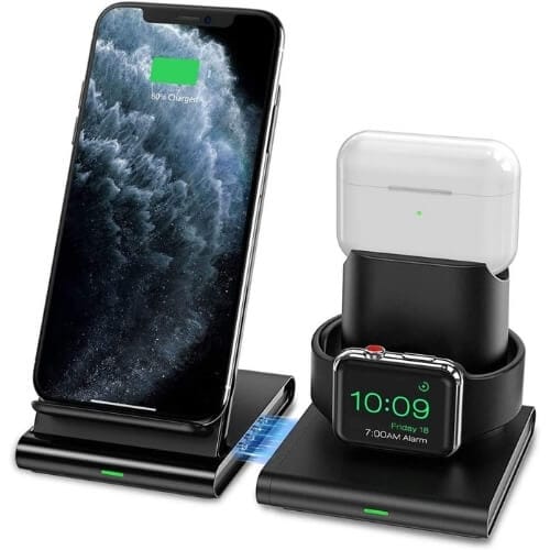 Seneo 3 in 1 Wireless Charger, Apple Watch and AirPods 2 Charging Station,Magnetic Design,Nightstand Mode for iWatch Series 5/4/3/2, 7.5W Fast Charging for iPhone 11/11 Pro Max/XR/XS Max/Xs/X/8/8P Christmas Presents for Parents