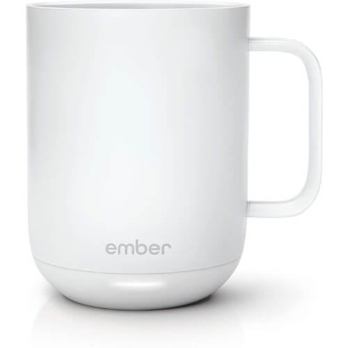 Ember CM17 Ceramic Temperature Control Mug, Stainless Steel, White Gift Ideas for Who Have Everything