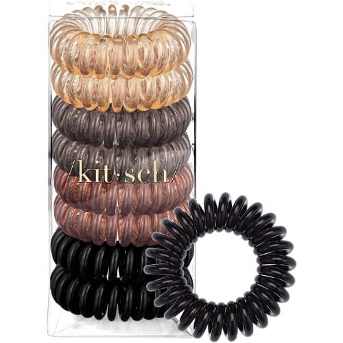 Kitsch Spiral Hair Ties, Coil Hair Ties, Phone Cord Hair Ties, Hair Coils - 8 Pcs, Brunette Gifts To Give Your Best Friend For Her Birthday