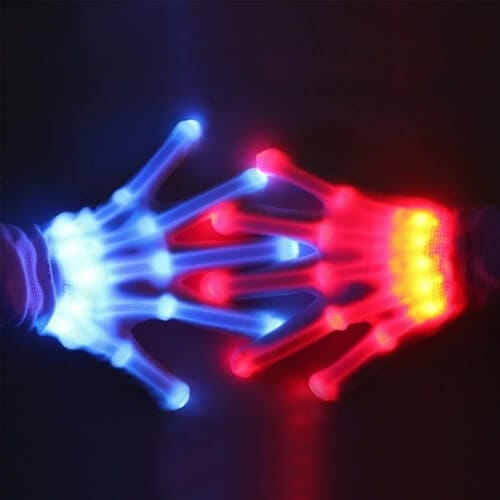 Bazen 12 Color Changing Flashing Skeleton Gloves Novelty, Halloween Costume Party Concert, 1 Pair, White Gifts For 14 Year Old Boys