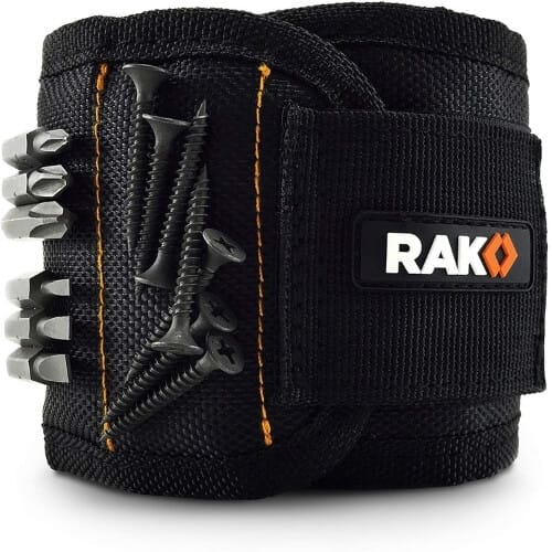 RAK Magnetic Wristband with Strong Magnets for Holding Screws, Nails, Drill Bits for DIY Handyman, Father/Dad, Husband, Boyfriend, Him, Men, Women (Black) Gift Ideas for Who Have Everything