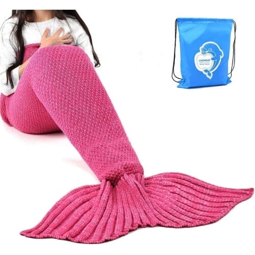 LAGHCAT Mermaid Tail Blanket knit crochet and Mermaid Blanket for Child, Sleeping Bags(56"x28") Blue Gifts To Give Your Best Friend For Her Birthday
