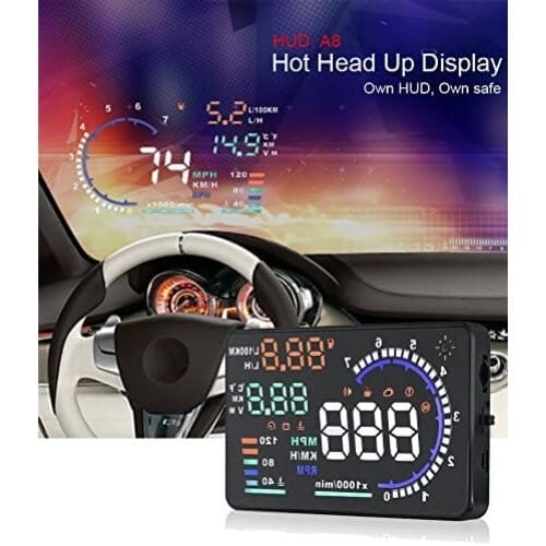 YICOTA 5.5" Original High Definition Car HUD Head-Up Display Advanced Windshield LED Projector Fit For OBD II EOBD System Model Cars (A8) Gift Ideas for Who Have Everything