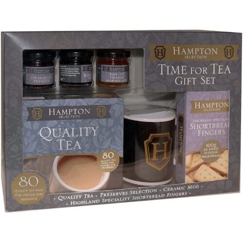 Hampton Selection Time for Tea Gift Set - Tea, Mug, Biscuits & Jams Christmas Presents for Parents