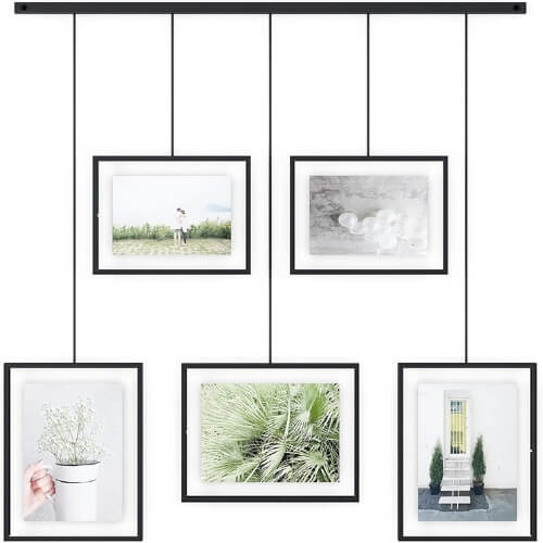 Umbra Exhibit Adjustable Photo Display – Holds 5 Picture Frames for Photos, Prints, Artwork And More, 4 By 6 Inch and 5 By 7 Inch Christmas Presents for Parents