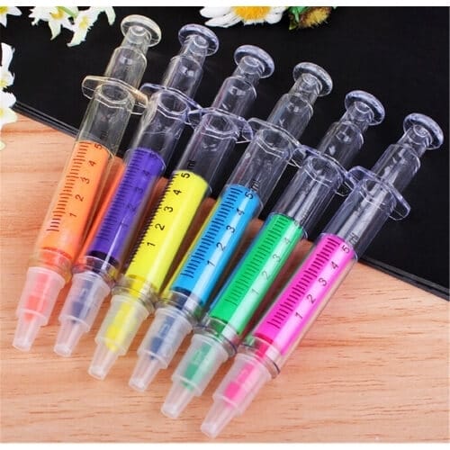 Pack of 6 novelty Syringe Highlighter Pens Gifts For Nurses