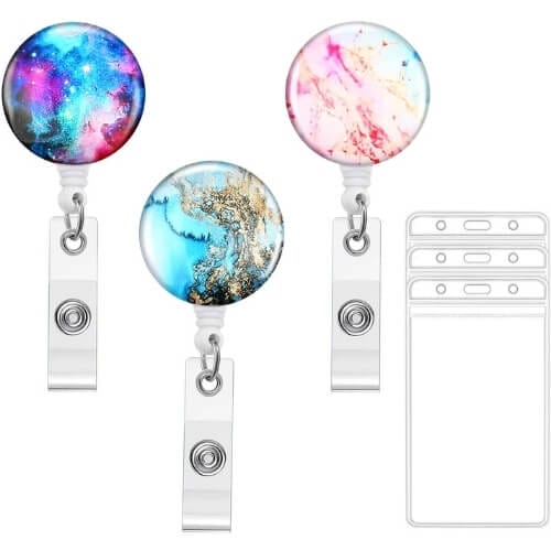Hifot 3 Pack Badge Reel Retractable ID Badge Holder Gifts For Nurses
