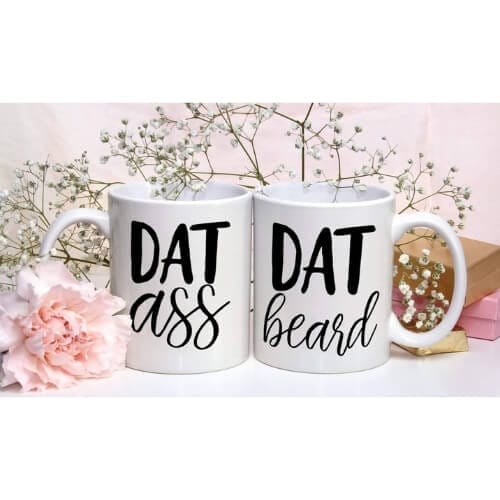 Dat Ass Dat Beard Mug Set, His and Hers Mug Set, Anniversary Gift, Mr and Mrs Mugs, Gift for Boyfriend, Gift for Girlfriend, Couples Mug Set Gift Ideas For Couples Who Have Everything