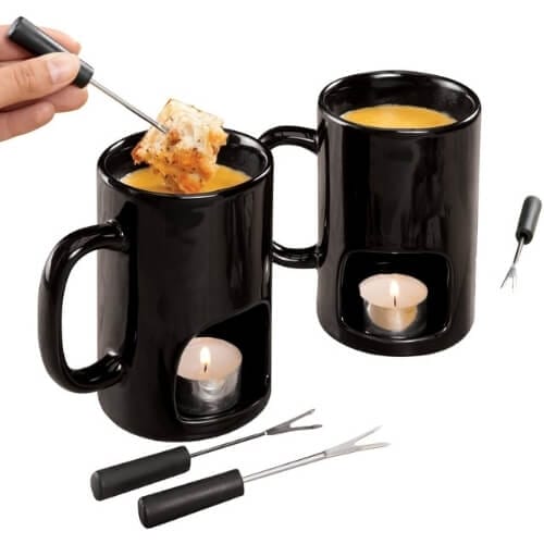 Personal Fondue Mugs Set of 2 | Ceramic Fondue Mugs Gift Ideas For Couples Who Have Everything